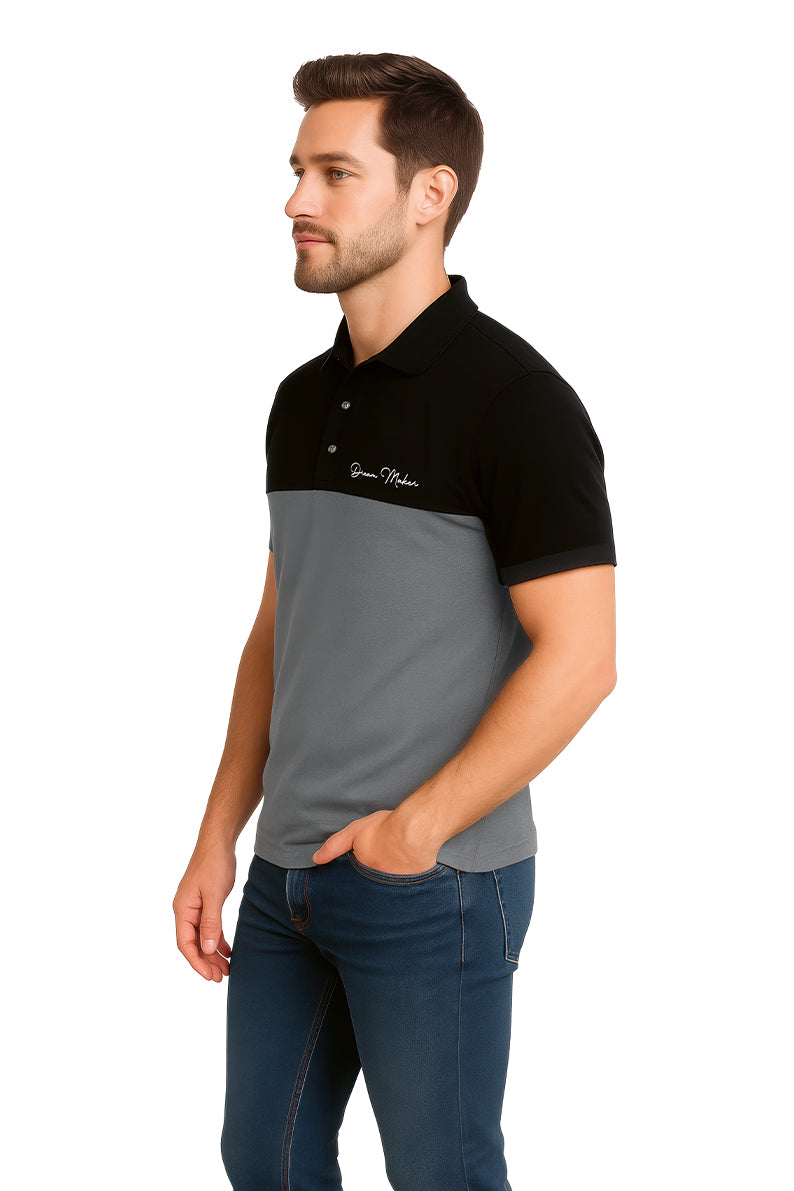 Playera Polo MC / BLOQUES NEGRO  NEGRO/OXFORT (9053637607647)