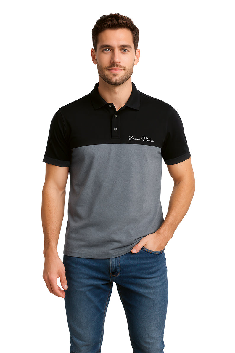 Playera Polo MC / BLOQUES NEGRO  NEGRO/OXFORT (9053637607647)