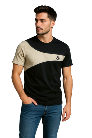 Playera Caballero MC / ANCLA  NEGRO/BEIGE (9053605167327)