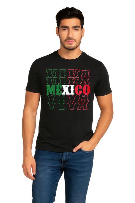 Playera Caballero MC / VIVA MEXICO  NEGRO (9095810416863)