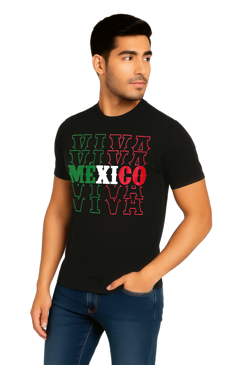 Playera Caballero MC / VIVA MEXICO  NEGRO (9095810416863)