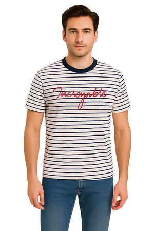 Playera Caballero MC / INCREIBLE  RAYAS/MARINO