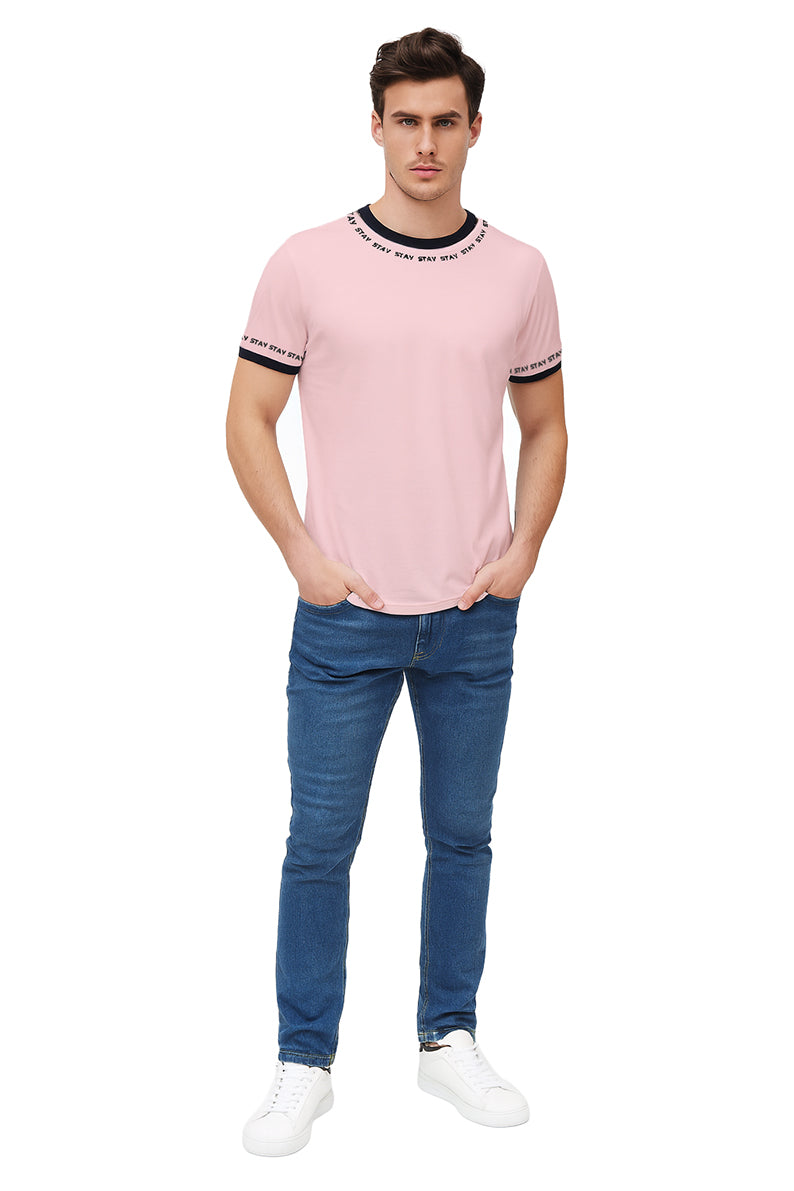 Playera Caballero MC / STAY  ROSA/NEGRO