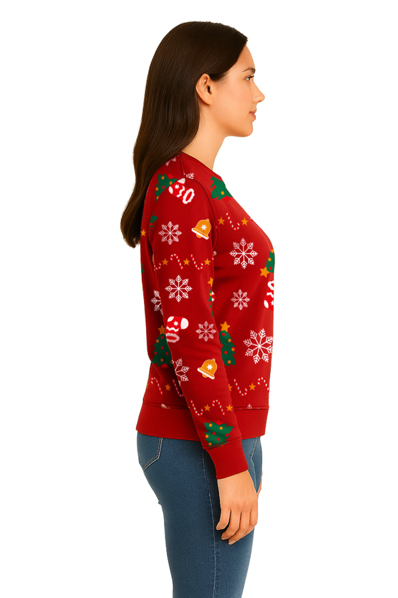 SUDADERA PINOS NAVIDEÑA  ROJO