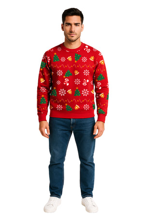 SUDADERA PINOS NAVIDEÑA  ROJO