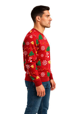 SUDADERA PINOS NAVIDEÑA  ROJO