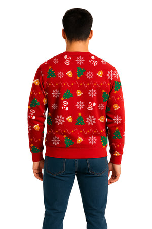 SUDADERA PINOS NAVIDEÑA  ROJO