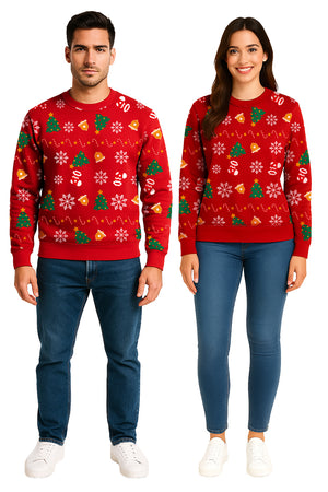 SUDADERA PINOS NAVIDEÑA  ROJO