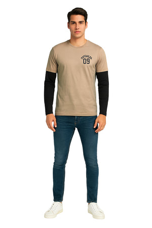 Playera Caballero ML / TOPEAGLES  BEIGE/NEGRO (9148765077727)