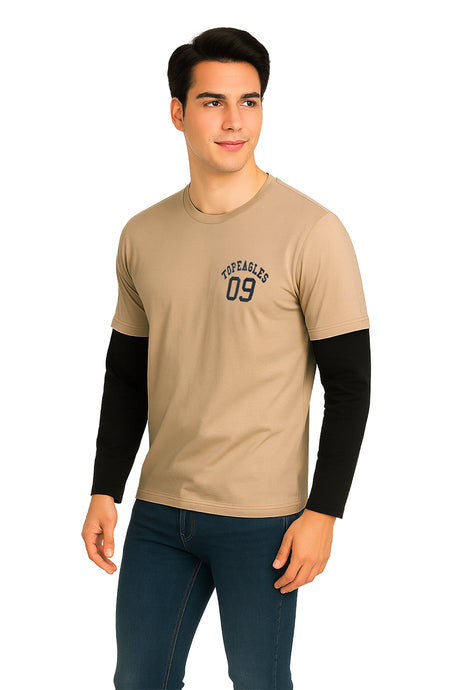 Playera Caballero ML / TOPEAGLES  BEIGE/NEGRO (9148765077727)