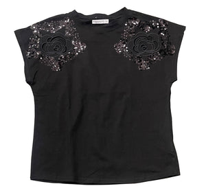 Playera Dama MC / LENTEJUELAS  NEGRO (8969484239071)