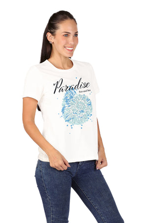 Playera Dama MC / PARADISE BLANCO (8969317581023)