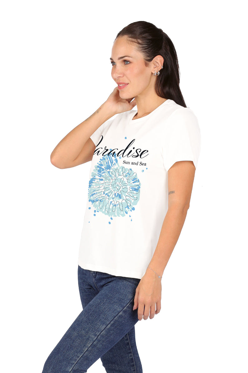 Playera Dama MC / PARADISE BLANCO (8969317581023)