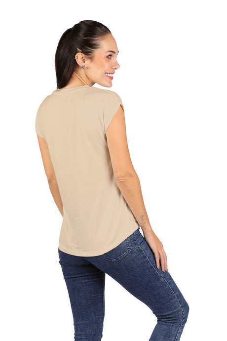 Playera Dama MC / NAMASTE BEIGE (8969487581407)