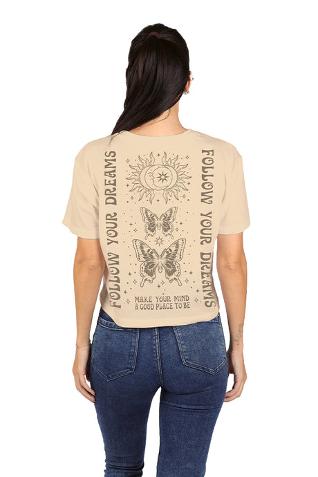 Playera Dama MC / DREAMS  BEIGE (8969499082975)