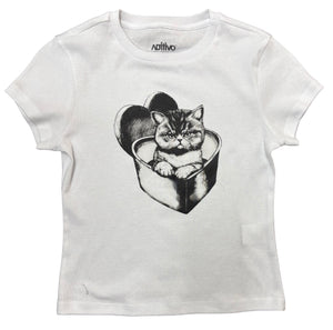 Playera Dama MC / GATO CORA BLANCO (9063703740639)