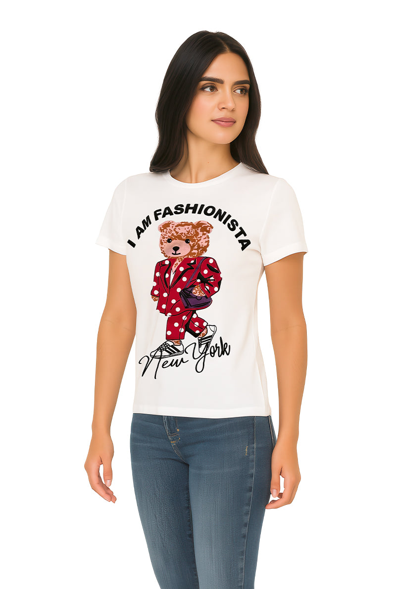 Playera Dama MC / FASHIONISTA  HUESO (9089297809631)