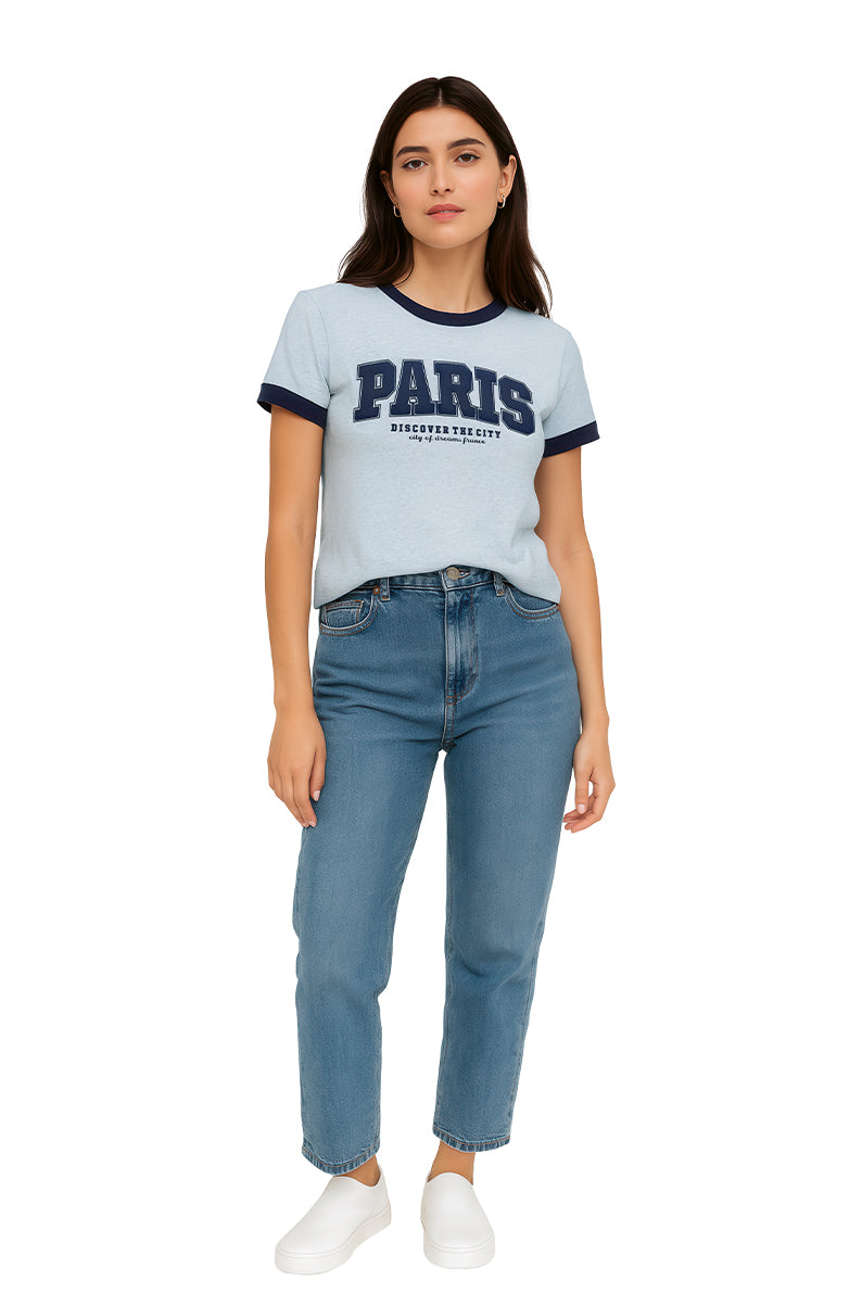 Playera Dama MC / PARIS CIELO/MARINO (9090193752287)