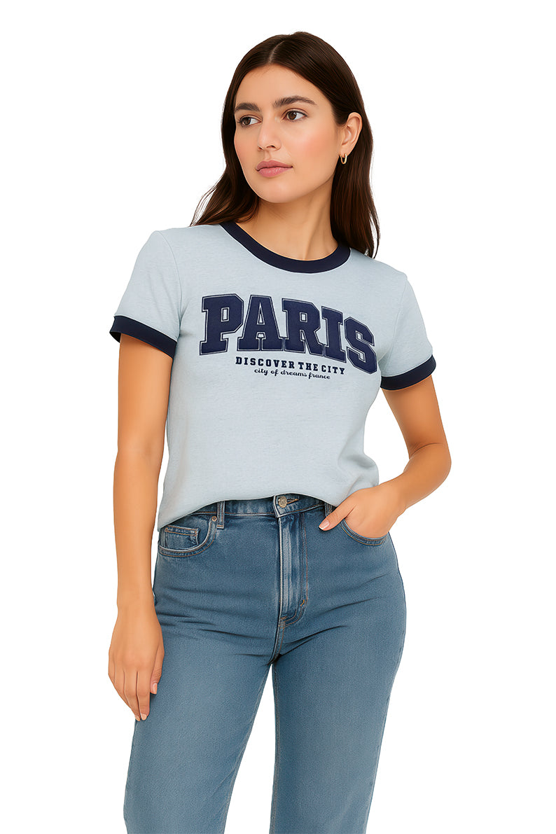Playera Dama MC / PARIS CIELO/MARINO (9090193752287)