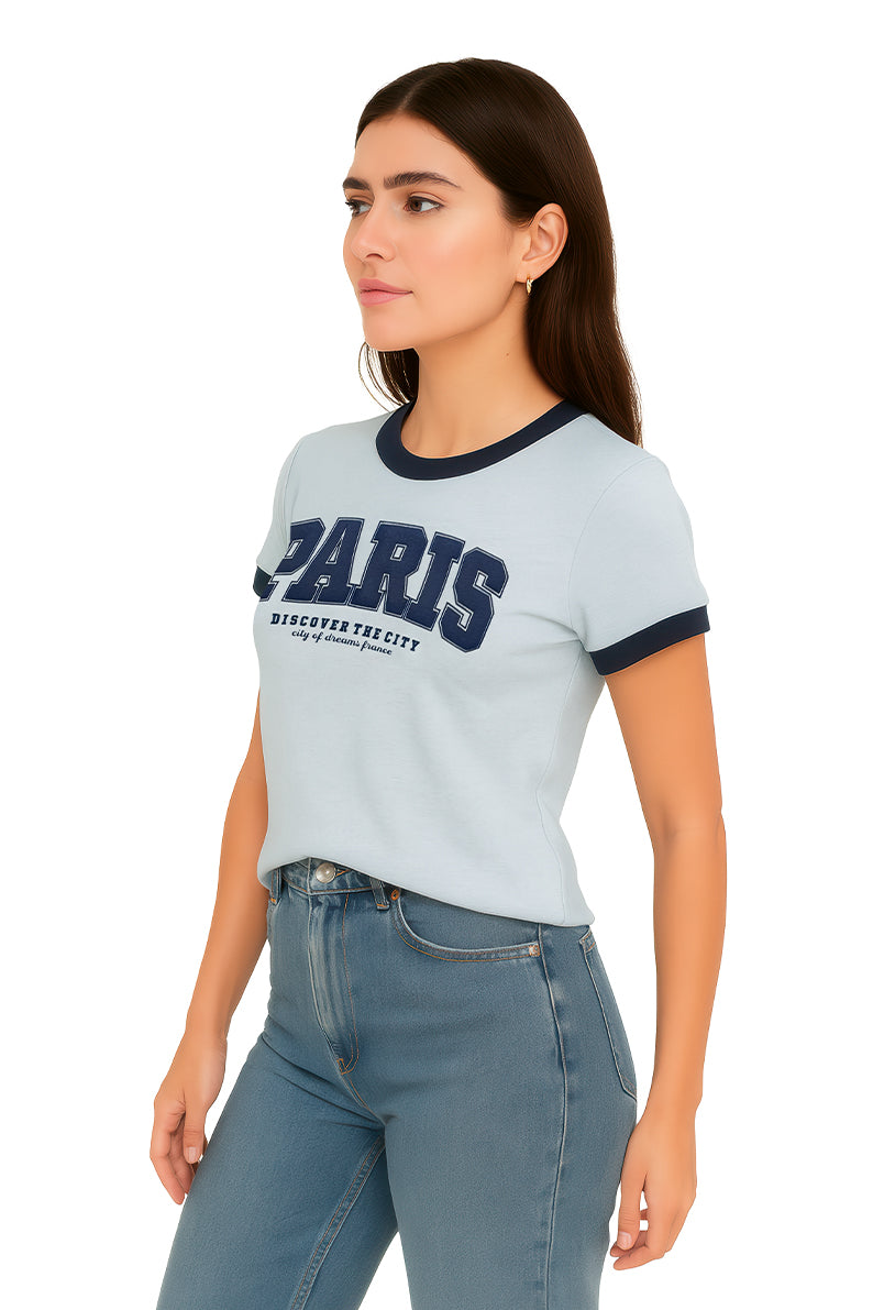 Playera Dama MC / PARIS CIELO/MARINO (9090193752287)