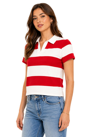 Playera Polo Rayas blanco/rojo