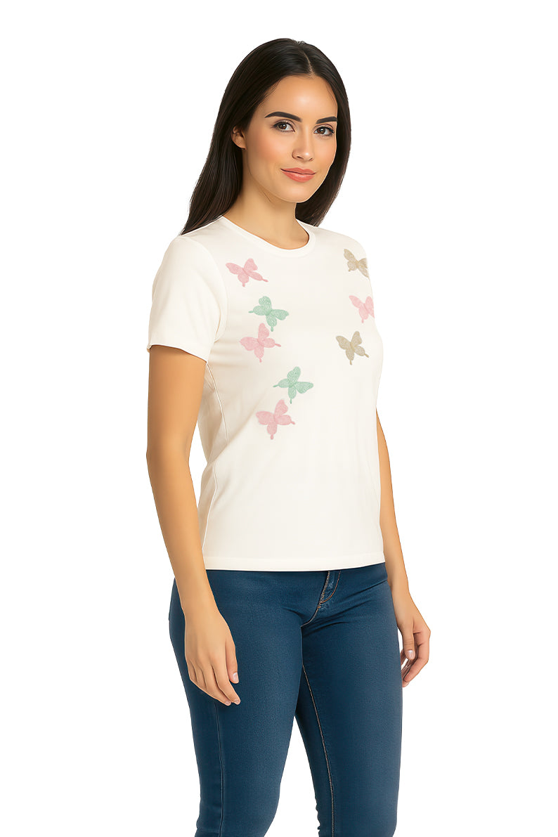 Playera Dama MC / MARI PUFF HUESO (9095150731487)