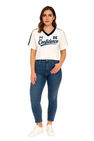 Playera Dama MC / BIES EN MANGAS AVENA