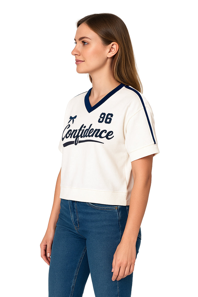 Playera Dama MC / BIES EN MANGAS AVENA