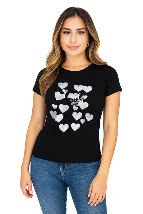 Playera Dama MC / LOVELY HEART  NEGRO (9104949117151)