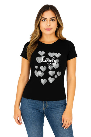 Playera Dama MC / LOVELY HEART  NEGRO (9104949117151)