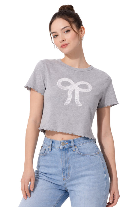 PLAYERA DAMA MC / CONFESTON EN RUEDO Y MANGAS JASPE