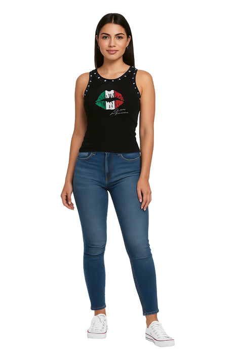 Tank Top Dama  / BESO PATRIO  NEGRO (9095539851487)