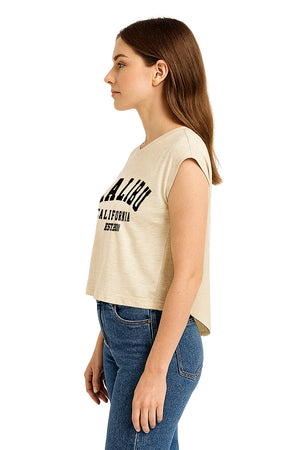 Playera Dama MC / MALIBU  BEIGE