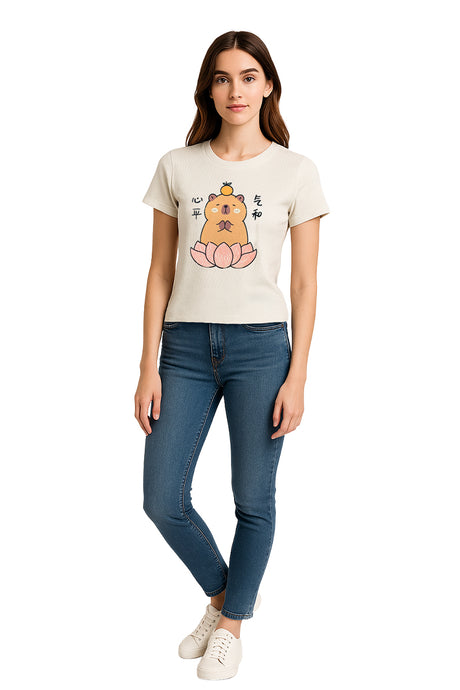 Playera Dama MC / CAPI ZEN  HUESO (9148168929503)