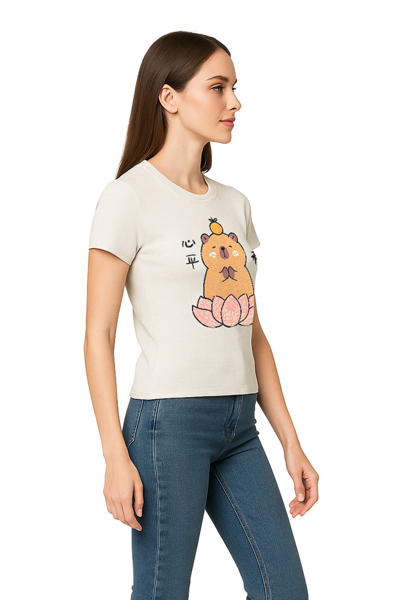 Playera Dama MC / CAPI ZEN  HUESO (9148168929503)