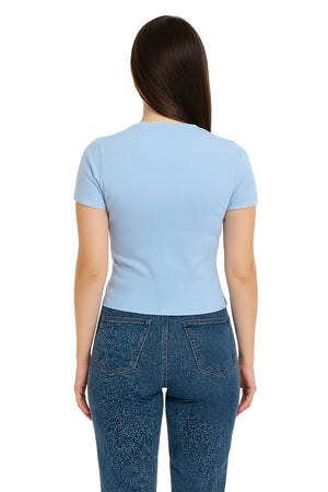 Playera Dama MC / MARIPOSA BRILLOS AZUL/CIELO