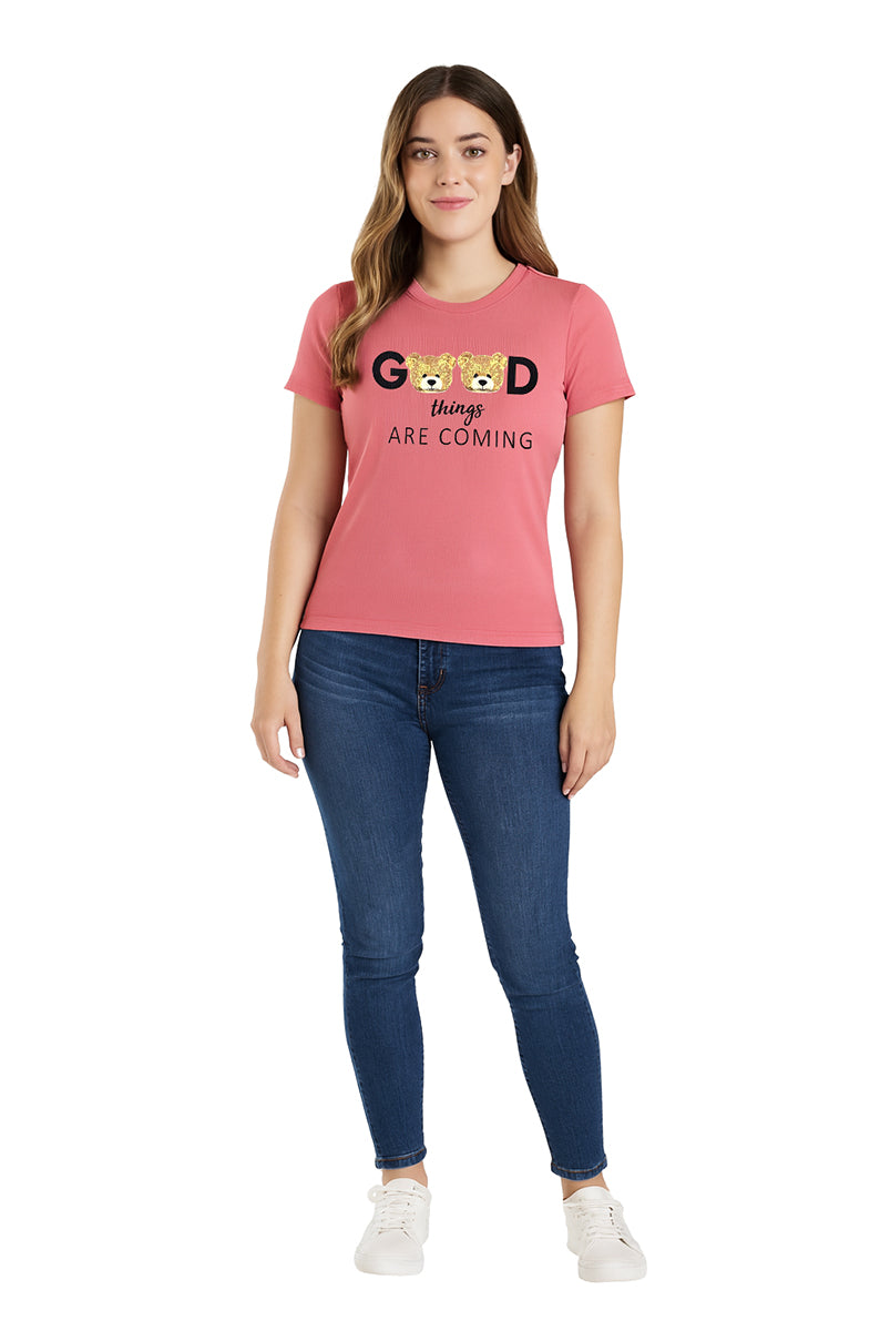 Playera Dama MC / GOOD  DUSTY/ROSE