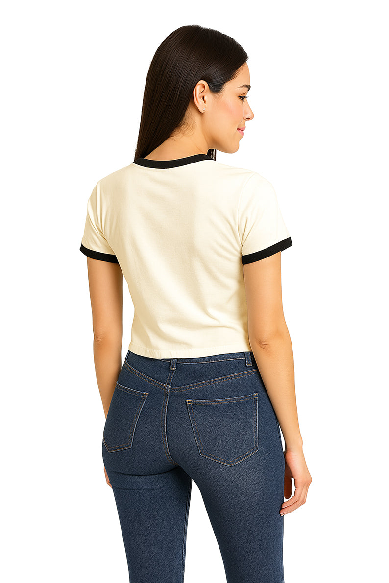 Playera Dama MC / IM FINE  BLANCO/NEGRO