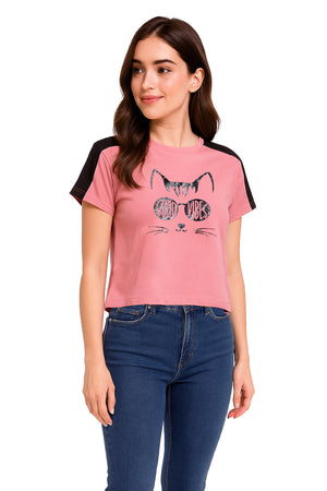 Playera Dama MC / GOOD VIBES DUSTY/NEGRO