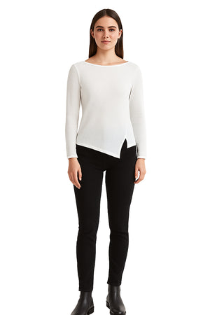 Blusa Dama ML / RAYAS ASIMETRICA BLANCO (9095692157151)