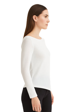 Blusa Dama ML / RAYAS ASIMETRICA BLANCO (9095692157151)