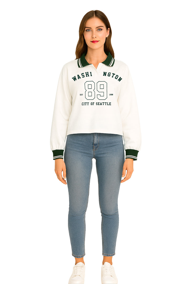 Sudadera Dama ML / WASHINGTON  BLANCO