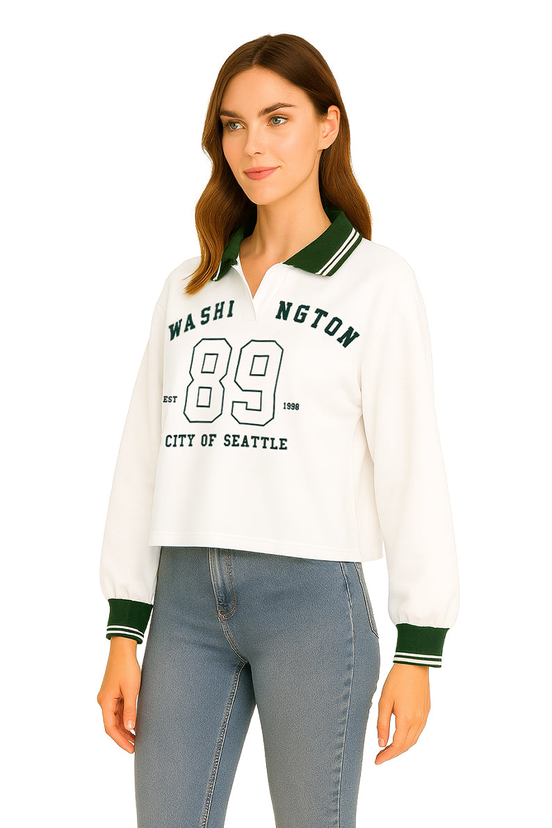 Sudadera Dama ML / WASHINGTON  BLANCO