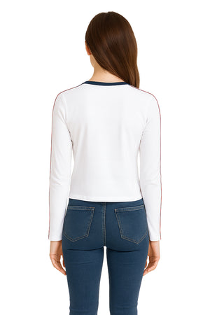 Playera Dama ML / BUBBLE GUM BLANCO/MARINO (9148214903007)