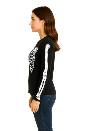 Playera Dama ML / ESQUELETO NEGRO