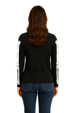 Playera Dama ML / ESQUELETO NEGRO