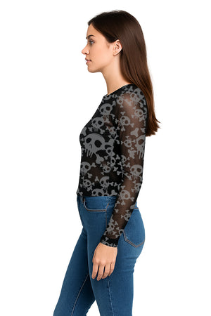 Playera Dama ML / CRANEOS  NEGRO