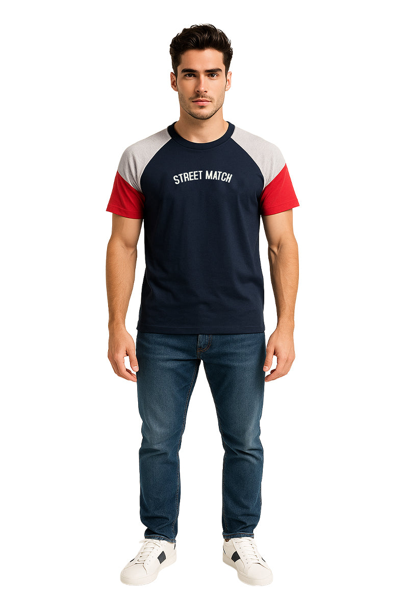 Playera Caballero MC / CONFIDENCE  MARINO/ROJO