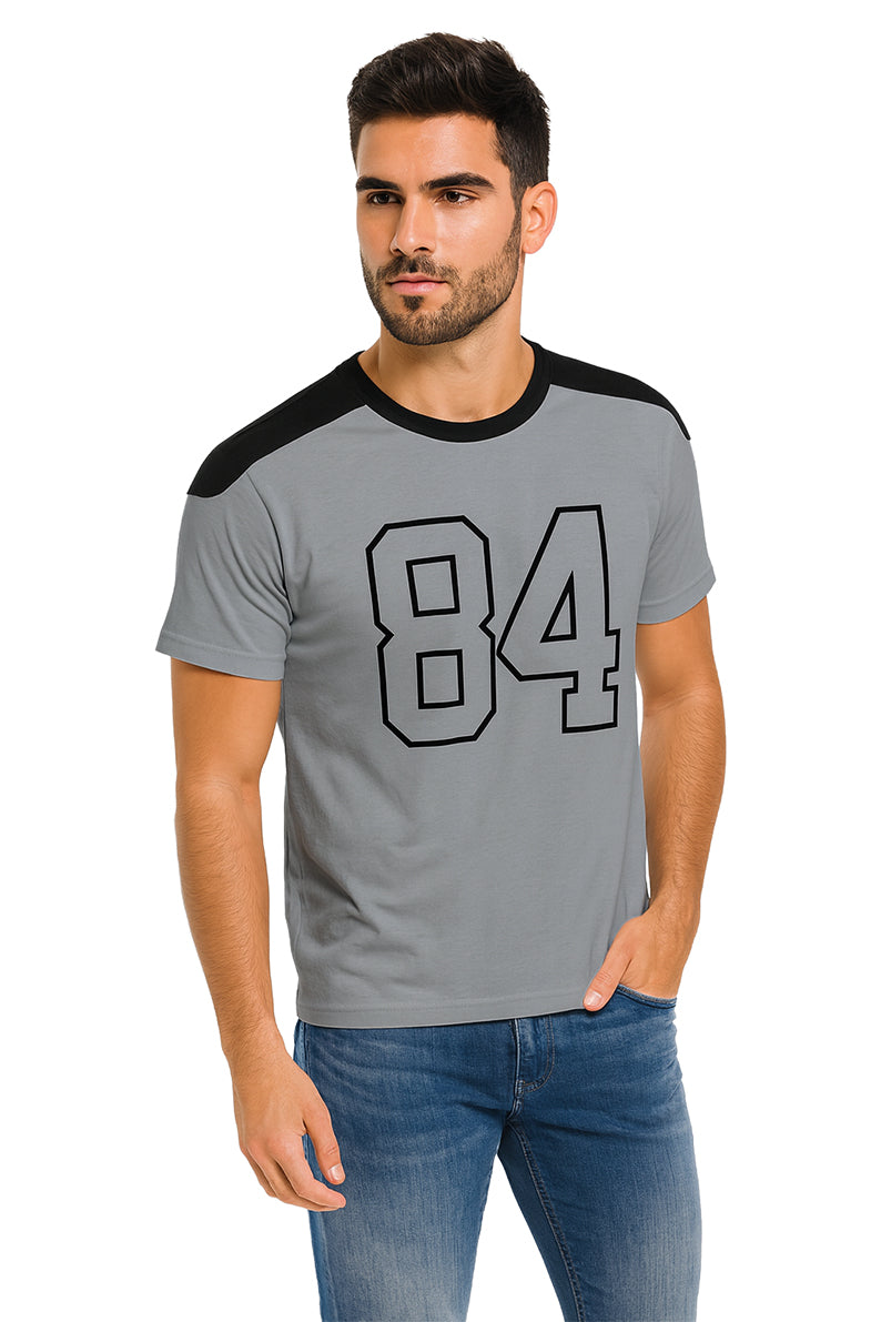 Playera Caballero MC / 84 BICOLOR GRIS/NEGRO