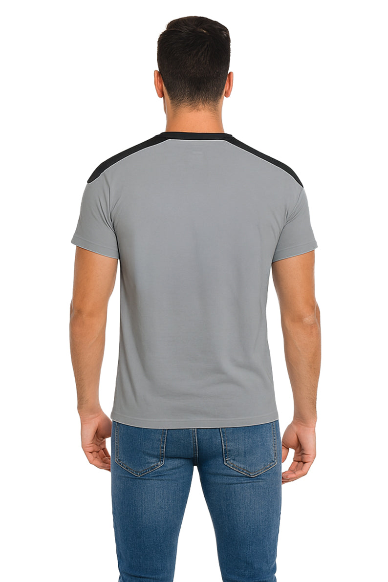 Playera Caballero MC / 84 BICOLOR GRIS/NEGRO
